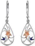 wholesale 925 Sterling Silver Hummingbird & Flower Leverback Drop Dangle Earrings Gift-0-0