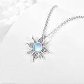 wholesale 925 Sterling Silver Blue Moonstone Star Burst Pendant Necklace for Women Girls  45cm Chain Length-0-2