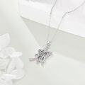 wholesale 925 Sterling Silver Pink Crystal Butterfly Ribbon Breast Cancer Awareness Pendant Necklace-0-3