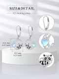 wholesale 925 Sterling Silver Raccoon Heart Moonstone Leverback Dangle Earrings for Women Girls Gifts Jewelry Accessories 3cm Long-0-4