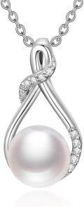 wholesale 925 Sterling Silver Teardrop Freshwater Pearl and Cubic Zirconia Necklace for Women-0-0