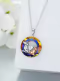 TOUPOP Sterling Silver Blue Crystal Cat Dog Pendant Necklace-0-2