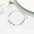wholesale 925 Sterling Silver Evil Eye Anklet with Blue Stones and Black Flowers for Women-0-1
