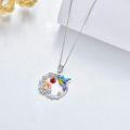 wholesale 925 Sterling Silver Synthetic Birthstone Hummingbird Necklace for Women-0-27