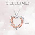 wholesale 925 Sterling Silver Heart Pendant with Diamonds and Rose Gold Accents - 20 Inches Chain Length-0-3