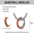 wholesale  925 Sterling Silver Basketball Pendant with Orange Enamel and Black Lines on 24 Chain-0-4