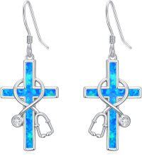wholesale TOUPOP Christmas Gifts For Nurses Sterling Silver Nurse Earrings Stethoscope Cross Earrings For Women Nurse Jewelry Christmas Gifts For Women Daughter Doctor Medical Assistant -undefined