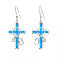TOUPOP Sterling Silver Crystal Nurse Stethoscope Cross Earrings-undefined