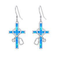 TOUPOP Sterling Silver Crystal Nurse Stethoscope Cross Earrings-undefined