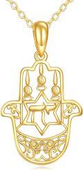 wholesale 14K Gold  Star of David Hamsa Hand Tree Of Life Pendant Necklace-0-0