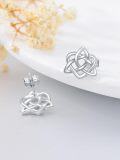 wholesale 925 Sterling Silver Celtic Knot Tree of Life Heart Stud Earrings - Irish  for Women-0-4