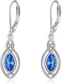 wholesale 925 Sterling Silver Marquise Cut Blue Topaz Drop Earrings-0-0