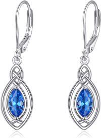 wholesale 925 Sterling Silver Marquise Cut Blue Topaz Drop Earrings-blue celtic