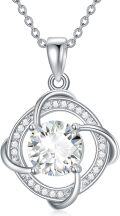 wholesale 925 Sterling Silver 3CT Round Cut Cubic Zirconia Infinity Heart Pendant Necklace-0-0