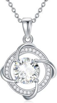 wholesale 925 Sterling Silver 3CT Round Cut Cubic Zirconia Infinity Heart Pendant Necklace-Love Kont- White