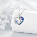 wholesale 925 Sterling Silver Heart-Shaped Blue Enamel Sea Life Charm Necklace for Women Girls s-0-2