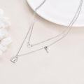 wholesale 925 Sterling Silver Layered Choker Necklace with Heart and Key Charms s for Women-0-1