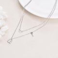 wholesale 925 Sterling Silver Layered Choker Necklace with Heart and Key Charms s for Women-0-1