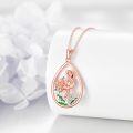 wholesale 925 Sterling Silver Plated Rose Gold  Teardrop Rose & Flamingo Charm Pendant Necklaces for Women Gifts-0-4