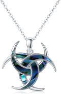 wholesale 925 Sterling Silver Celtic Trinity Knot with Abalone Shell Inlay Pendant Necklaces for Women's Gifts-0-0
