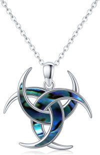 wholesale 925 Sterling Silver Celtic Trinity Knot with Abalone Shell Inlay Pendant Necklaces for Women's Gifts-Abalone - Viking Necklace