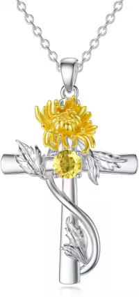 wholesale 925 Sterling Silver 12 Birthstone Flower Pendant Necklace for Women-11-November-Chrysanthemum
