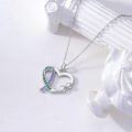 wholesale 925 Sterling Silver Heart-Shaped Teal and Purple Crystal Pendant Necklace-0-3