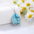 wholesale 925 Sterling Silver Teardrop Turquoise Lotus Flower Pendant Necklaces Wholesale for Women's s-0-2