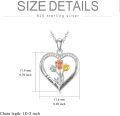 wholesale 925 Sterling Silver Heart-Shaped Flower Pendant Necklaces with I Love You Forever Inscription for Women Girls Gifts-0-4