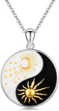 wholesale 925 Sterling Silver Yin Yang Sun Moon Stars Pendant Necklace for Men & Women-B-YinYang Necklace