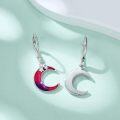 wholesale 925 Sterling Silver Crescent Moon Star Drop Dangle Lever Back Earrings-0-4