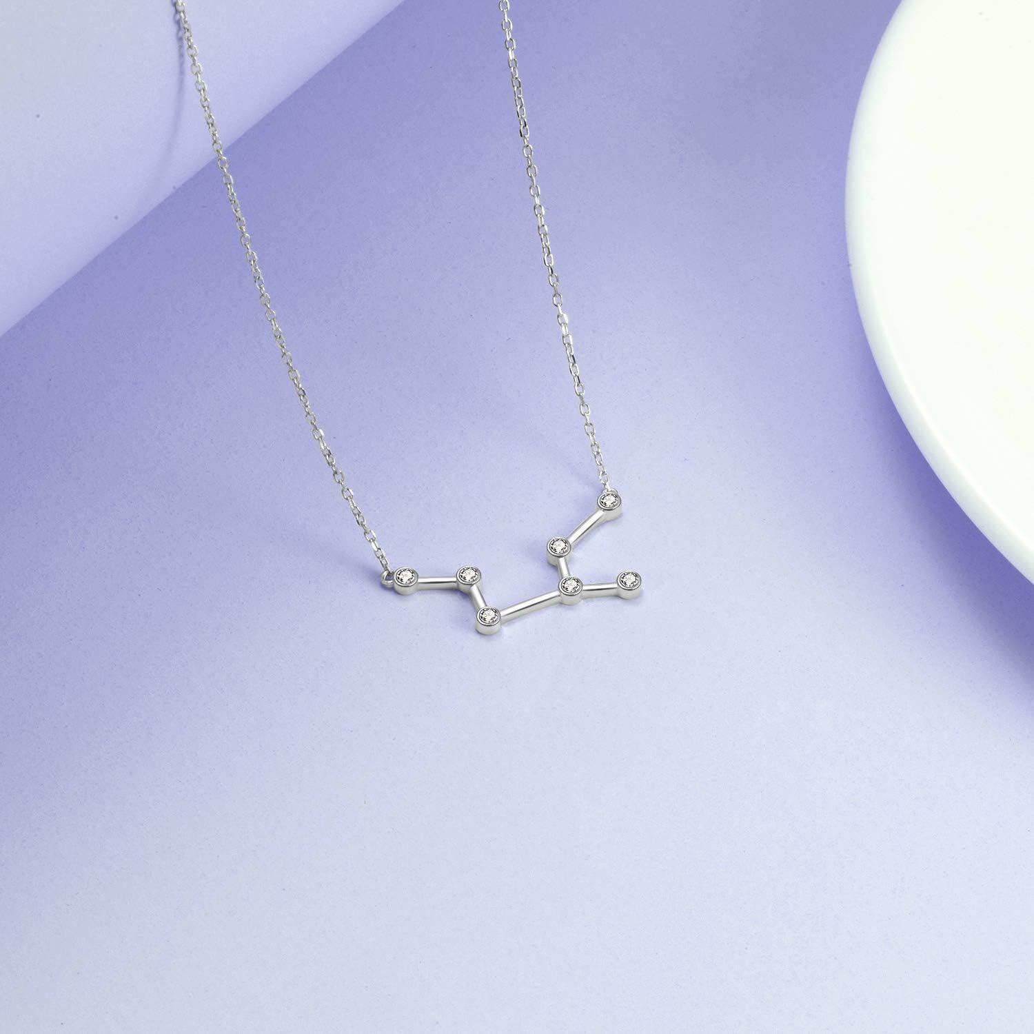 925 Sterling Silver Austrian Crystal Zodiac Necklace - 12 Constellations Astrology s for Women-0-2