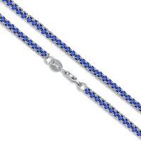 wholesale 925 Sterling Silver Green Zircon Necklace Wholesale With Clasp-2mm-16 inch-Blue-created sapphire tennis necklace