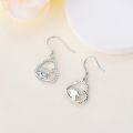 wholesale 925 Sterling Silver Hypoallergenic Heart-Shaped Cow Dangle Earrings with Cubic Zirconia Accents-0-3