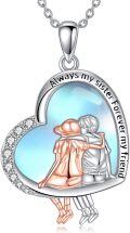 wholesale  925 Sterling Silver Moonstone Heart Necklace for Sisters - Engraved Always My Sister Forever My Friend Gift for Women-0-0