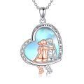 wholesale 925 Sterling Silver Heart Pendant With Sister Hug Design In Soft Blue And Rose Gold-0-0