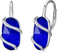 wholesale 925 Sterling Silver Blue Sapphire Drop Earrings – Stylish Wraparound Lever Back Dangle Earrings for Women, September Birthstone Gift-Leveback-Sapphire-September