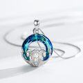 wholesale 925 Sterling Silver Blue Crystal Triple Moon Goddess Pendant Necklace-0-1