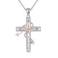 wholesale 925 Sterling Silver Cross Pendant With Rose Gold Accents-0-0