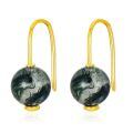 wholesale Gold 14k Green Moss Agate Leverback Drop Dangle Earrings for Women-0-0