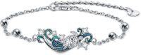 wholesale 925 Sterling Silver Blue Enamel Sea Turtle & Starfish Charm Bracelet for Women 7-8 + Extender-White