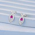 wholesale 925 Sterling Silver Cross Pink Stone Stud Earrings for Women -0-2