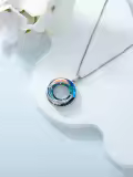 TOUPOP Sterling Silver Blue Crystal Dolphin Pendant Necklace-0-3