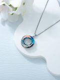 TOUPOP Sterling Silver Blue Crystal Dolphin Pendant Necklace-0-3