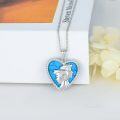 wholesale 925 Sterling Silver Heart-Shaped Horse Head Pendant with Blue Stone and Rope Border Necklaces for Women Girls s-0-4