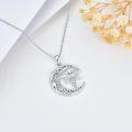 wholesale 925 Sterling Silver Crystal Caduceus Angel Wings RN Crescent Moon Necklace-0-5