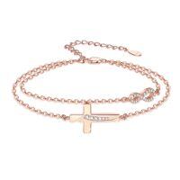 wholesale Rose Gold 925 Sterling Silver Cross & Infinity Stone Bracelet - Faith  for Women and Moms-01-Rose gold