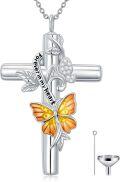 wholesale 925 Sterling Silver & Moissanite Christian Cross Butterfly Urn Necklace for Ashes Keepsake Memorial Jewelry-0-0
