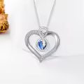 TOUPOP Sterling Silver Sapphire Heart Necklace Gift for Women-0-4