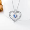 TOUPOP Sterling Silver Sapphire Heart Necklace Gift for Women-0-4